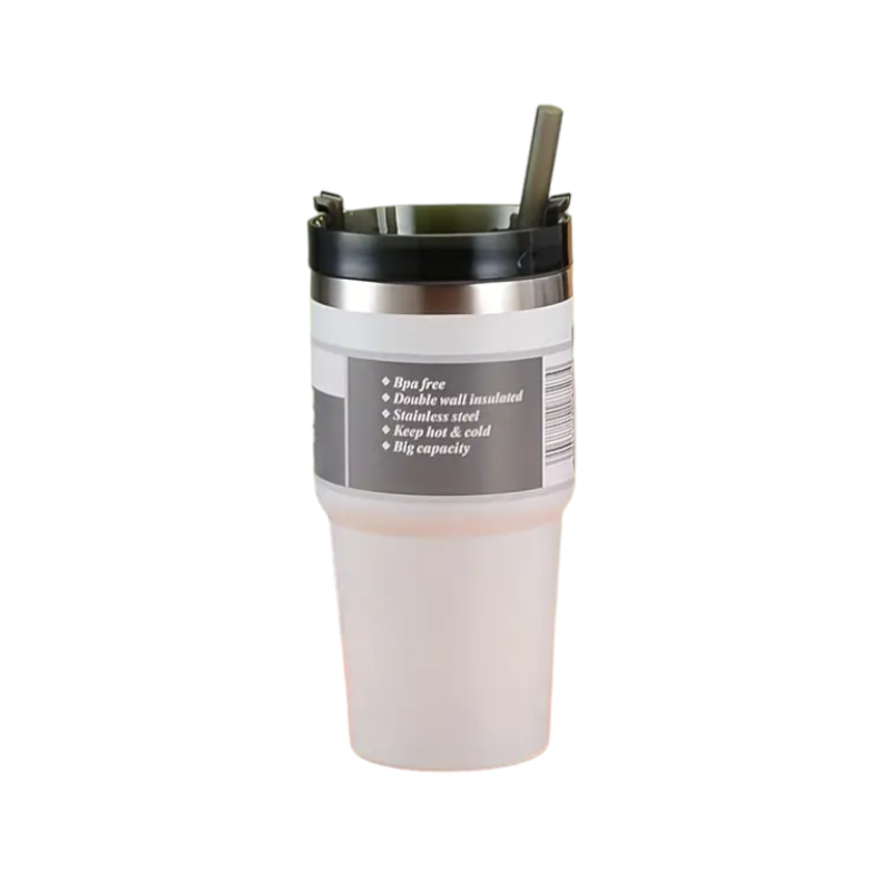 Φορητό παγούρι-θερμός με καλαμάκι - KM2201 - 600ml - 022014 - White