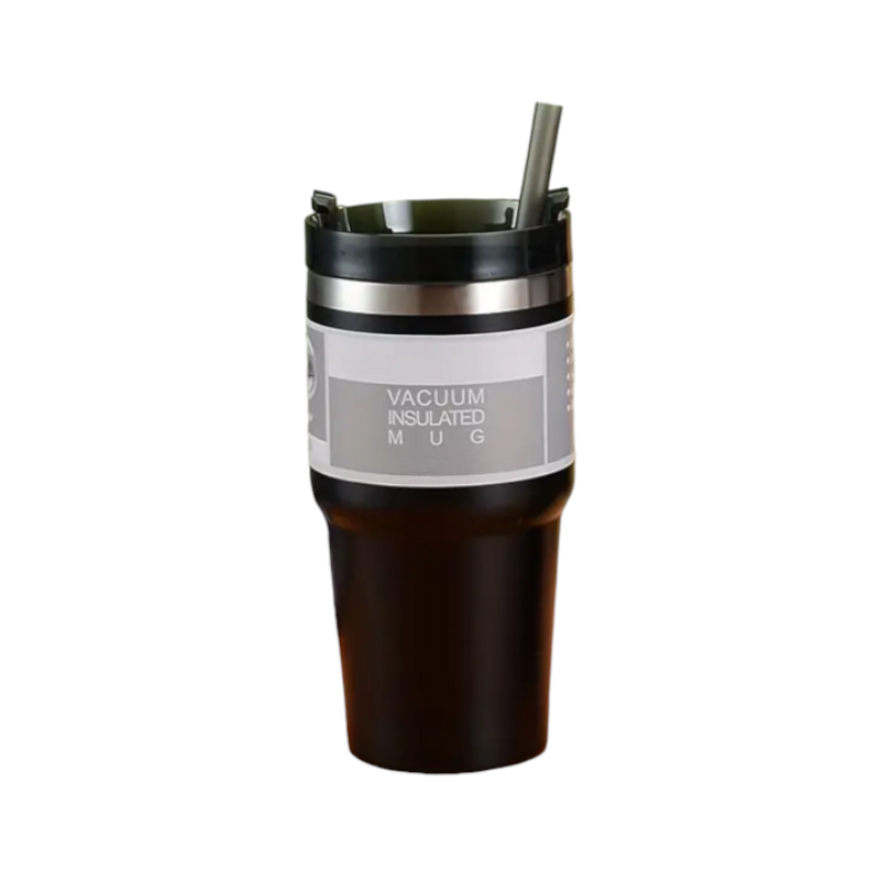 Φορητό παγούρι-θερμός με καλαμάκι - KM2201 - 600ml - 022014 - Black
