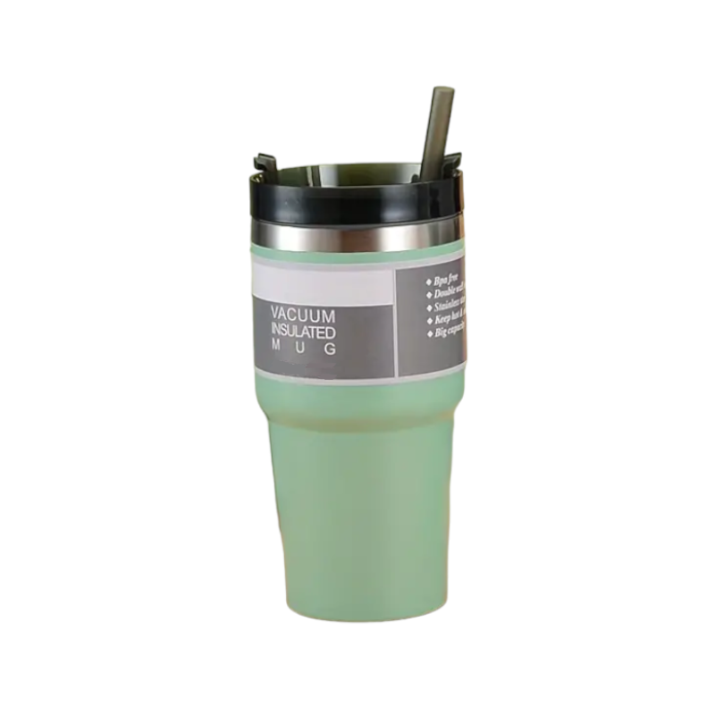 Φορητό παγούρι-θερμός με καλαμάκι - KM2201 - 600ml - 022014 - Green