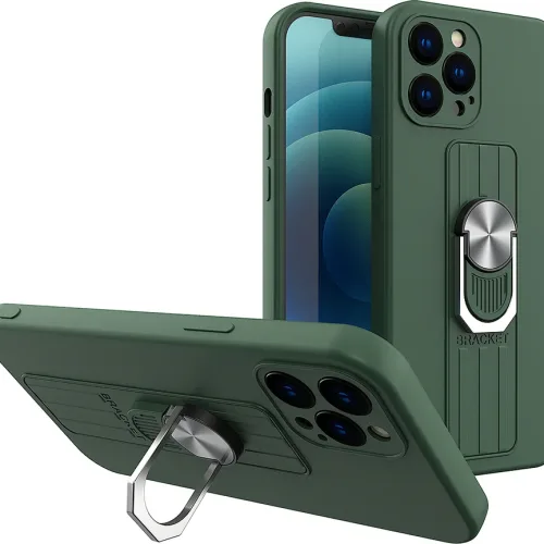 TechWave Ring Silicone case for iPhone 12 Pro Max dark green