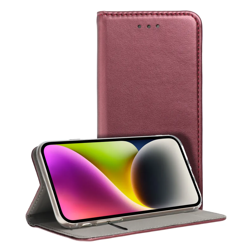 TechWave Smart Leather case for iPhone 15 Plus burgundy